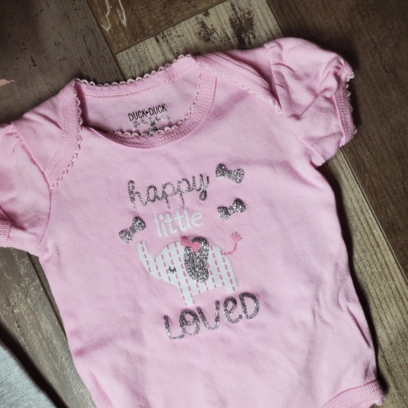 Duck Duck Goose Pink and Gray Matching Baby Girl Elephant Outfit Size 6-9M EUC - Picture 8 of 16